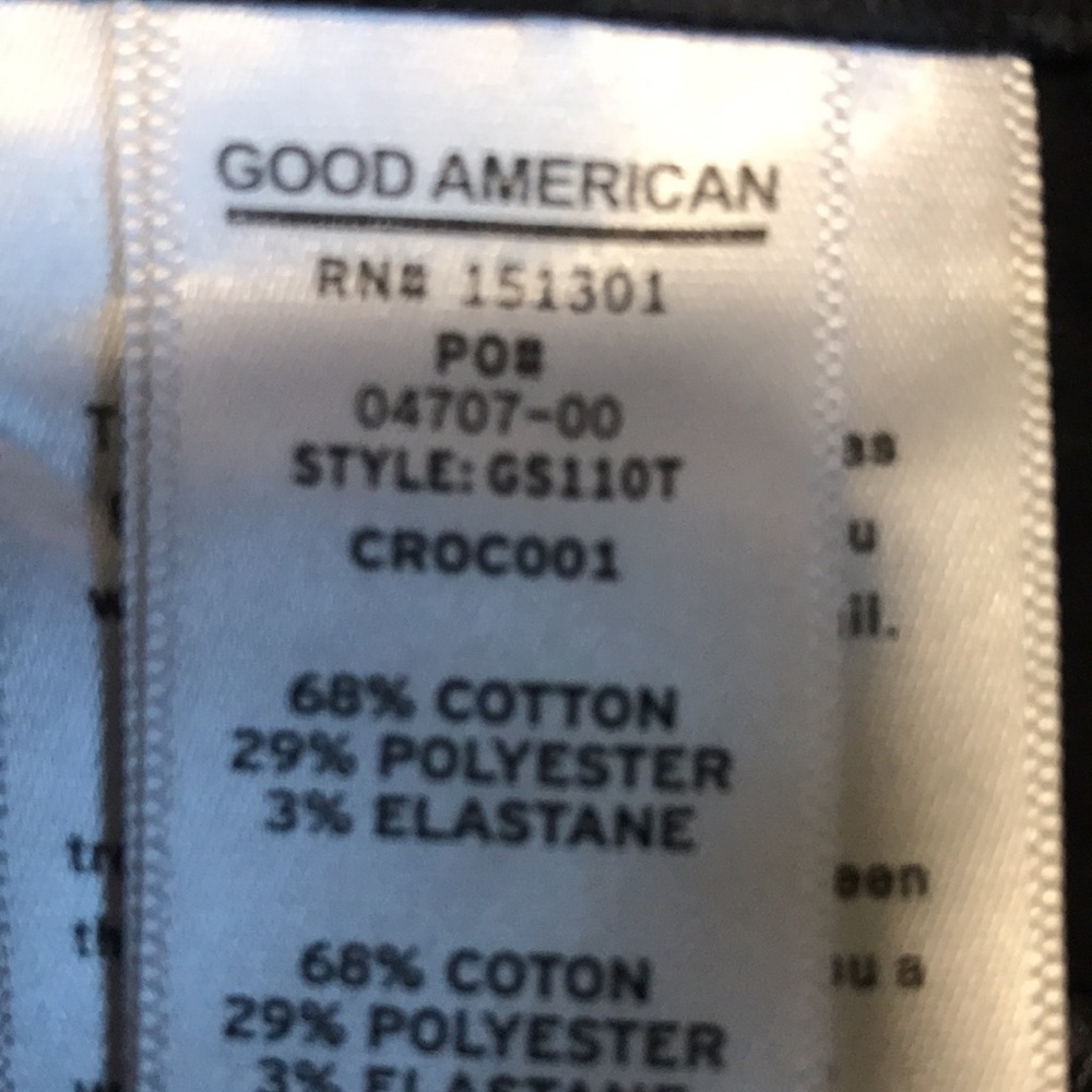 Good American Faux Leather Crocodile Embossed High Slim Fit Jeans Black Pants 4 - Picture 8 of 14